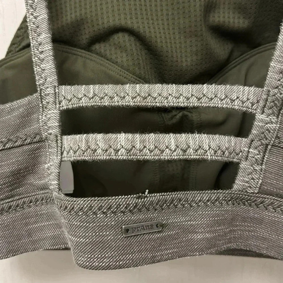 Prana Leily Sports Bra High Neck Caged Strappy Yoga Removable Pads Green - Picture 3 of 6